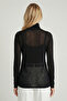 Turtleneck Transparent Flexible Knitted Blouse Lze0006 Black - 5