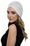 Cross Pleated Lined White Ready-Made Turban Hijab Pool Cap Suitable for Medical Use - 2