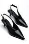 Kate Black Wrinkled Patent Leather 3 cm Heeled Pointed Toe Heeled Shoes