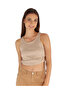 Women Cut Out Tank Crop Top in Beige - 2