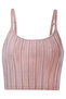 Women Rib Knit Spaghetti Crop Top in Mocha - 5