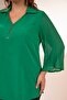 Plus Size Women's Pleated Zipper Blouse Green - 8