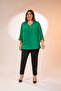 Plus Size Women's Pleated Zipper Blouse Green - 6