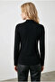 Women's Black Half Turtleneck Long Sleeve Slim Fit Cotton Body Blouse - 3