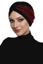 Cross Boucle Black-Burgundy Ready-To-Wear Turban Hijab Pool Cap Suitable for Medical Use - 6