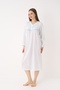 Women's 100% Cotton Long Sleeve Nightgown – High Collar, Half Placket Buttons, Patterned, Comfortable Fit - 3