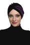 Cross Boucle Black-Purple Ready-To-Wear Turban Hijab Pool Cap Suitable for Medical Use - 7
