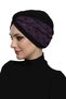Cross Boucle Black-Purple Ready-To-Wear Turban Hijab Pool Cap Suitable for Medical Use - 5