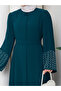 Stone-Embellished Sleeve Abaya Modest Wear Women's Ferace Dress - 5