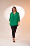 Plus Size Women's Pleated Zipper Blouse Green - 3