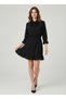 Women's Black Elastic Waist Skirt and Sleeve Ruffle Mini Dress Rop12 - 3