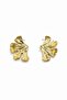 Women's Yellow Stainless Steel Elegant Leaf Design Stud Earrings - 2