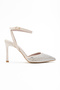 Women's Beige Stone Ankle Strap Detailed Evening Dress Heeled Shoes - 2