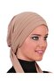 Pleated Tie Beige Ready-To-Wear Turban Hijab Bonnet Suitable for Medical Use
