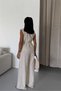 Linen Look Sleeveless Belted Stylish Summer Suit - 7