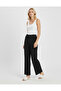 Women's Black Elastic Waist Textured Trousers Cab12 - 2