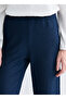 Women's Navy Blue Elastic Waist Textured Trousers Cab12 - 4