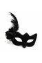 Delux Series Stylish Detailed Nightwear Style Accessory Black Suede Venetian Women's Mask with Feathers and Roses - 3