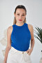 Women's Premium Fabric Zargo Model Fitted/Slim Fit Wide Ribbed Halter Neck Ribbed Crop Blouse