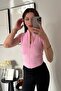 Tommy Pink Short Sleeve Zipper Detailed Slim Fit Blouse - 4