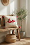 Love Embroidered Red Tassel Decorative Throw Pillow Cover 42X42 cm Special for Valentine's Day - 7