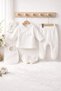 Scalloped Bowknot Natural Luxury 100% Cotton Newborn Baby Girl 5-Piece Hospital Discharge Bodysuit Set - 7