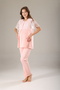 Lace Embroidered Maternity 3-Piece Pajama Set - Pink Melange Breastfeeding Compatible Maternity Dressing Gown Set - 6