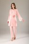 Lace Embroidered Maternity 3-Piece Pajama Set - Pink Melange Breastfeeding Compatible Maternity Dressing Gown Set - 2