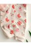 Baby Girl Seasonal Printed 3-6-9-12 Months Snap Fastener Ribbed Newborn Baby Romper - 6
