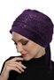 Lace Bandana Purple Ready-To-Wear Turban Hijab Bonnet Suitable for Medical Use - 6