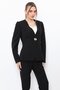 V-Neck Single Button Classic Women's Jacket-Black - 1199100 - 2