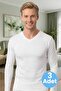 Men's Combed Cotton Lycra 3-Piece V-Neck Long Sleeve Undershirt