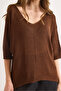 Women's Bitter Coffee V-Neck Mercerized Bat Draped Knitwear Blouse Blz-19003210 - 6