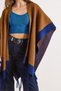 Women's Camel Hair Color-Blocked Poncho Cardigan Hrk-19000423 - 4
