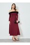 Women Off-Shoulder Maxi Evening Dress with Faux Fur - 2