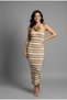 Women's Crop Cardigan and Halter Neck Striped Long Dress - 7