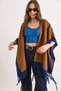 Women's Camel Hair Color-Blocked Poncho Cardigan Hrk-19000423 - 6