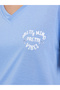 Women Blue V-Neck T-Shirt and Printed Pyjama Set - 3