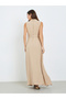 Women Beige Sleeveless Blazer Maxi Dress - 5