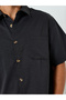 Men Black Pocket Detail Short Sleeve Shirt - 4