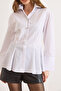 Women's White Hidden Placket Stitching Detailed Peplum Shirt Gml-19001423 - 3