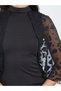 Women Black Sheer Cape Sleeves Mermaid Maxi Dress - 4