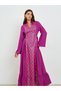 Women Foil Print Maxi Dress with Tie-Detail - 2