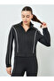Women Black Contour Piping Full Zip Jacket and and Flared Pants Set - 3