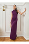 Women Burgundy Sleeveless Ruched Maxi Dress - 3