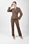 Men's Collared Buttoned Jacket & Pocketed Trousers Women's Suit - Brown - 1196505 - 2