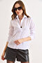 Women's White Slim Fit Woven Shirt with Front Pockets Gml-19001422