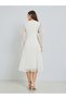 Women White Ruffled Detail Midi Dress - 6