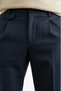 Men's Regular-Fit Premium Old Money Pocket Detailed Double-Cuff Fabric Trousers Navy Blue - 2