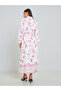 Women Pink Floral Print Collared A-Line Maxi Dress - 5